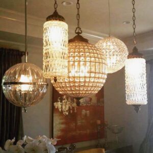 five globes spreading yellow light